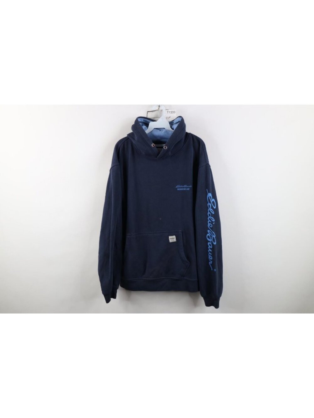 Vintage Y2K Eddie Bauer Workwear Hoodie Sweatshirt Mens Size L Blue Thrashed